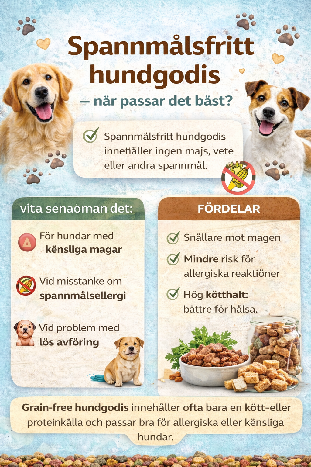 Spannmålsfritt hundgodis – när passar det bäst?