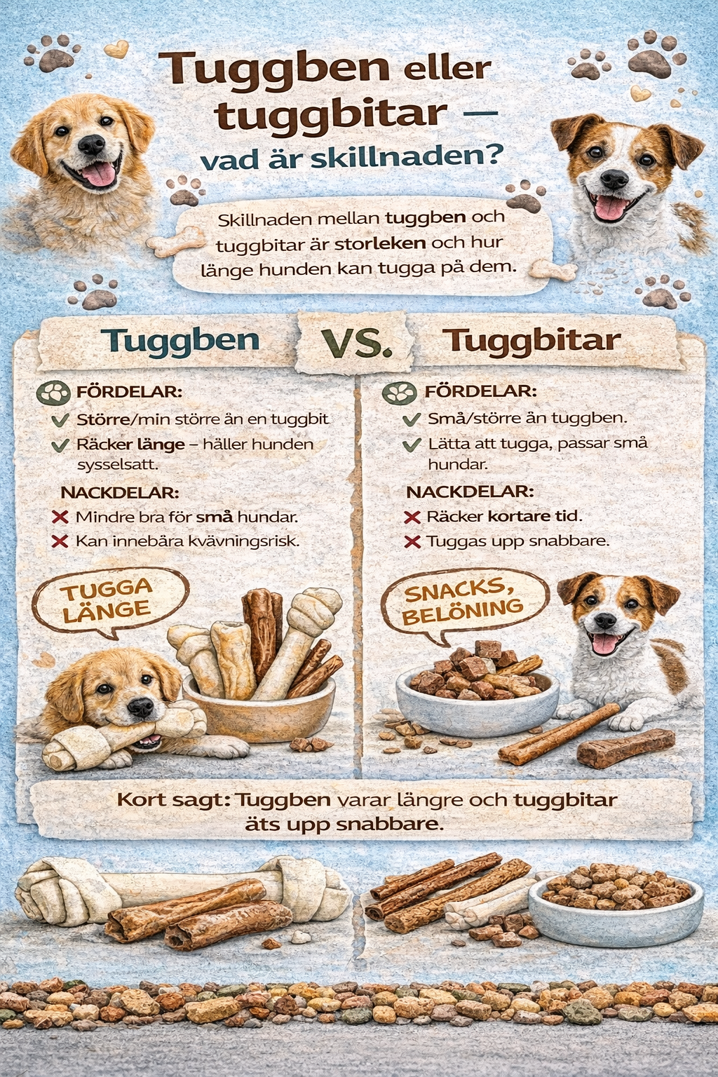 Tuggben eller tuggbitar – vad är skillnaden?