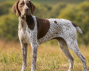 Braque français, type gascogne – fransk stående fågelhund med robust kropp och vänligt uttryck