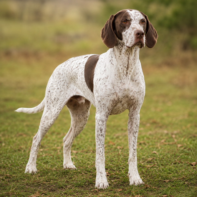 Braque français, type pyrénées – fransk stående fågelhund med smidig kropp och vänligt uttryck