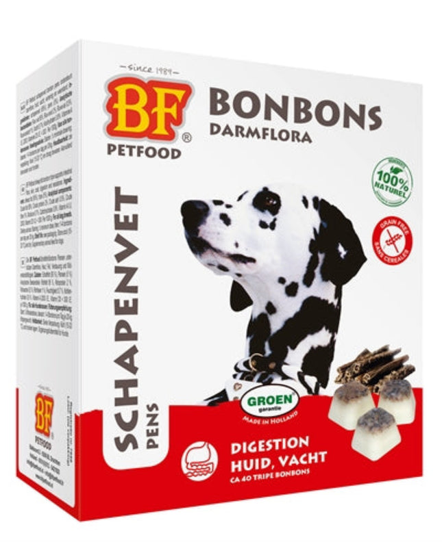 BF Petfood Schapenvet Maxi Bonbons Pens 40 st schapenvetbonbons met pens voor honden