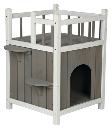 Trixie Katzenhaus Katzenhaus Mit Balkon Grau/Weiss 45X65X45 Cm