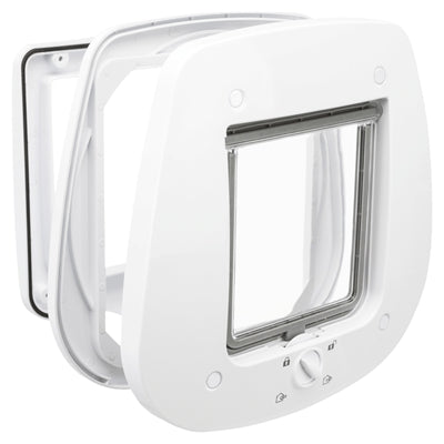 Trixie 4-Wege-Katzenklappe Spezial Für Glas Weiss 27X26 Cm
