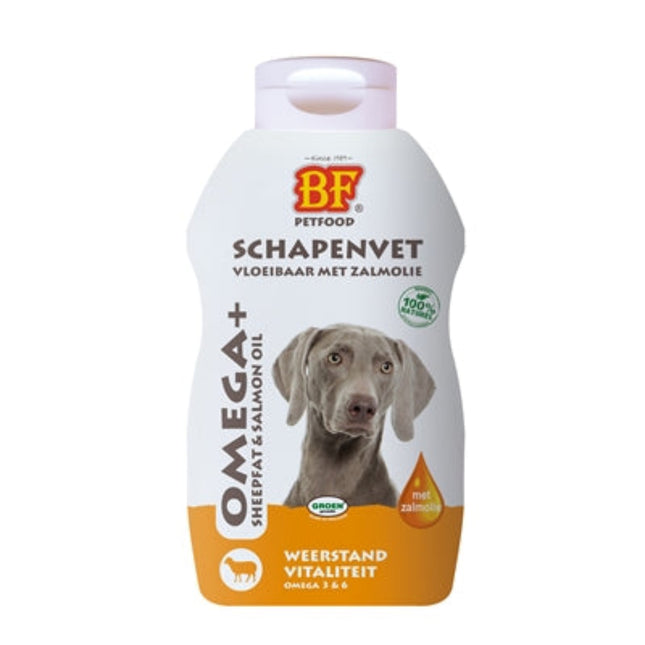 BF Petfood Vloeibaar Schapenvet met Zalmolie voor honden 250 ml 500 ml 5 ltr
