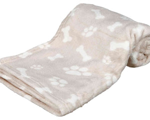 Trixie Hundedecke Kenny Fleece Knochen / Pfoten Beige