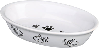 Trixie Futterschale / Wasserschale Oval Pfote / Fischmuster Keramik Sortiert 15X10 Cm 200 Ml 4 Stück