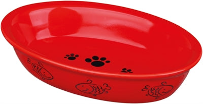 Trixie Futterschale / Wasserschale Oval Pfote / Fischmuster Keramik Sortiert 15X10 Cm 200 Ml 4 Stück