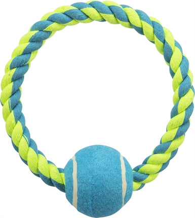 Trixie Seilring Mit Tennisball Lime/Blau 18X6X6 Cm 3Pcs