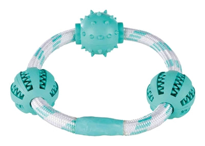 Trixie Denta Fun Cord Ring Mit Naturgummikugeln Mit Minzgeschmack 20X20X20Cm 3 Stück