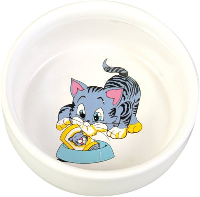 Trixie Futternapf / Wassernapf Streifen Katze Mit Schale Keramik Weiss 11 Cm 300 Ml 4 Stück