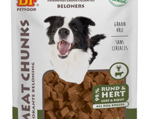 BF Petfood Meat Chunks Rund & Hert 200 gr krokante hondensnack