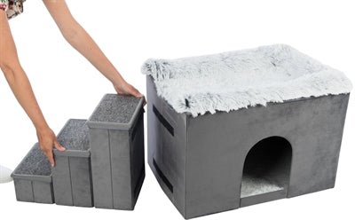 Trixie Korbhaus Harvey Mit Treppe Grau/Weiss