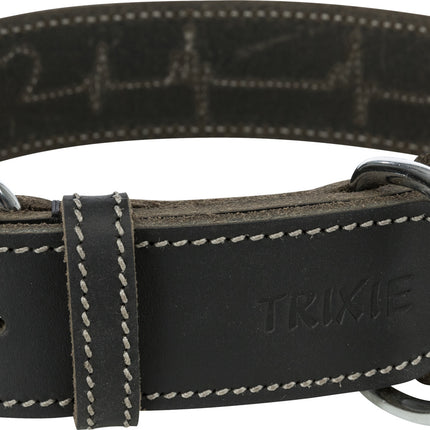 Trixie Rustikal Spitze Leder Halsband Hund Herzschlag Schwarz