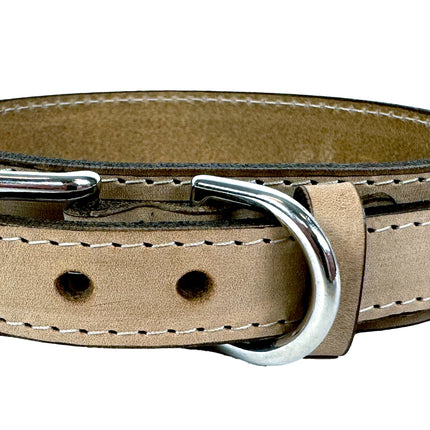 Sazzz Hundehalsband Boho Vintage Leder Beige
