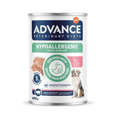 Advance Veterinary Diet Dog Hypoallergenic Pork 6 x 400 g natvoer voor voedselgevoelige honden