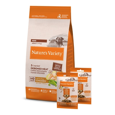 Natures Variety Adult Mini Chicken Graanvrij + 2 Freeze Dried Toppers