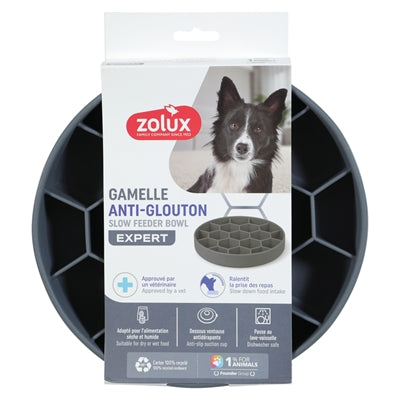 Zolux Matskål Hund Slow Feed Med Sugproppar Silikon Grå