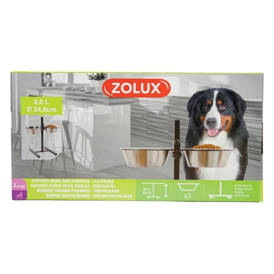 Zolux Matställning Matskål / Vattenskål Justerbar Rostfritt Stål