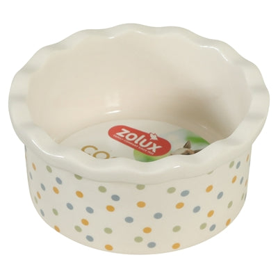 Zolux Mat-/Vattenskål Cosy Prickig Keramik Vit