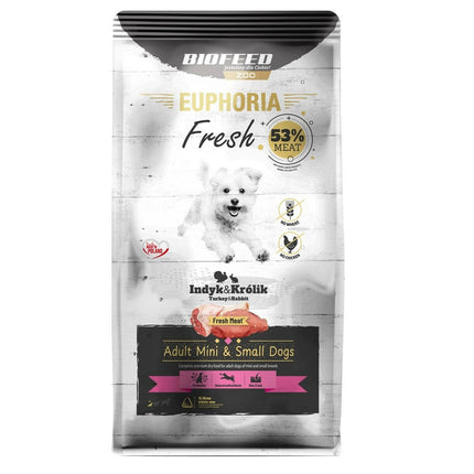 Biofeed Foder Biofeed Euphoria Fresh Adult Mini & Small Turkey With Rabbit Kalkon 8 Kg Vuxen