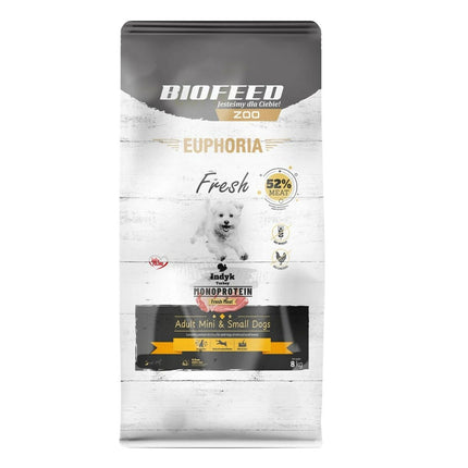 Biofeed Foder Biofeed Euphoria Fresh Adult Mini & Small Monoprotein Turkey Kalkon 8 Kg Vuxen