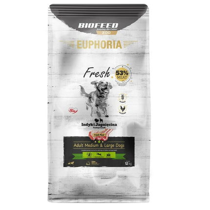 Biofeed Foder Biofeed Euphoria Fresh Adult Medium & Large Turkey With Lamb Kalkon 12 Kg Vuxen 12,7 Kg