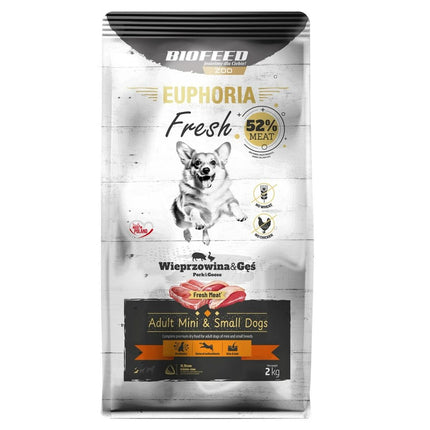 Biofeed Foder Biofeed Euphoria Fresh Adult Mini & Small Pork With Goose Gris 2 Kg Vuxen 2,3 Kg