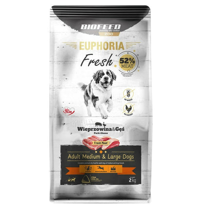 Biofeed Foder Biofeed Euphoria Fresh Adult Medium & Large Pork With Goose Gris 2 Kg Vuxen 2,3 Kg