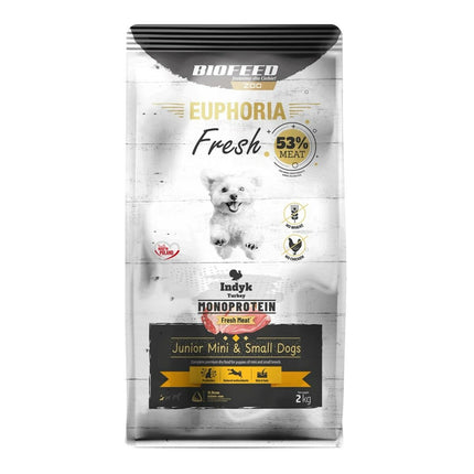 Biofeed Foder Biofeed Euphoria Fresh Junior Mini & Small Monoprotein Turkey Kalkon 2 Kg Barn/Junior 2,3 Kg