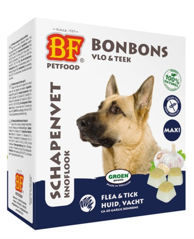 BF Petfood Schapenvet Maxi Bonbons Knoflook 40 st natuurlijke schapenvetbonbons voor honden