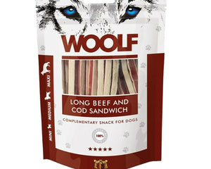 Woolf Hundgodis Woolf Long Beef And Cod Sandwich Nötkött 100 G